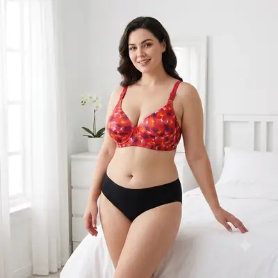Women's Ginkgo Leaf Print Wire-Free Bra, Soft Molded Padded T-Shirt Bra thumbnail 5