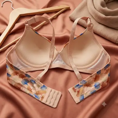 Women's Ginkgo Leaf Print Wire-Free Bra, Soft Molded Padded T-Shirt Bra thumbnail 2