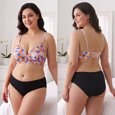 Women's Ginkgo Leaf Print Wire-Free Bra, Soft Molded Padded T-Shirt Bra thumbnail 4