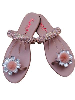 Pink Satin Floral Sandals Women Semi Formal thumbnail 3