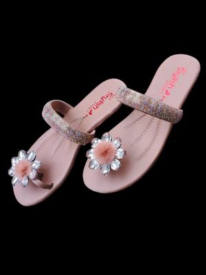 Pink Satin Floral Sandals Women Semi Formal thumbnail 5
