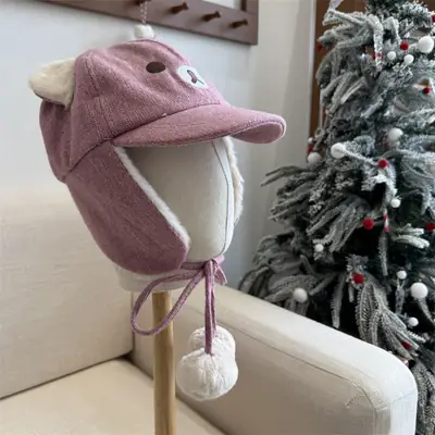 Cute Bear Ear Hat for Men Women Winter Warm Duckbill Cap