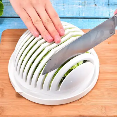 White Plastic Vegetable Slicer Bowl for Cutting Fruits