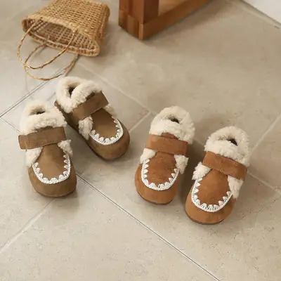 Children's Birkenstock Cotton Shoes for Boys and Girls, Soft-Soled Toddler Shoes, Winter New Baby Fleece-Lined Bean Shoes