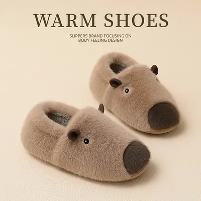 Cartoon Cute Cotton Slippers for Women Winter Warm Wool Slippers Autumn and Winter Indoor Home Soft-Soled Non-Slip Cotton Shoes for Men Wholesale