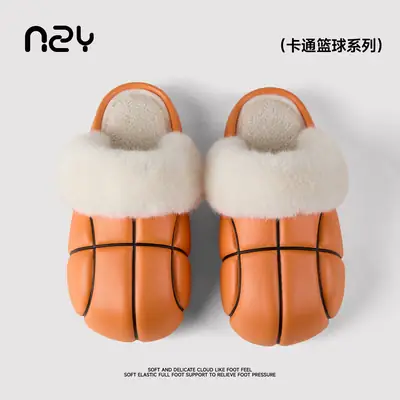 Women Fleece Lined Winter Slippers Orange
