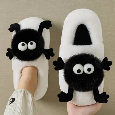 Women's White Fleece Lined Winter Slippers
