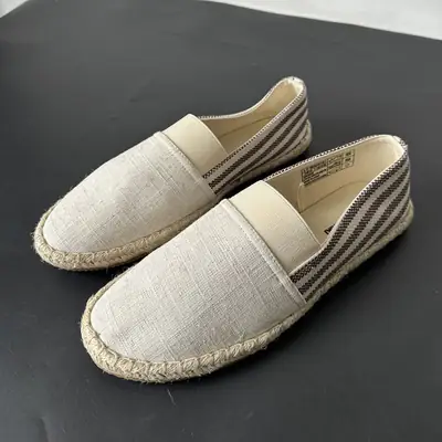 2025 Autumn Round Toe Cloth Shoes Fashion Versatile Slip-On Striped Men's Espadrilles Wholesale for Foreign Trade