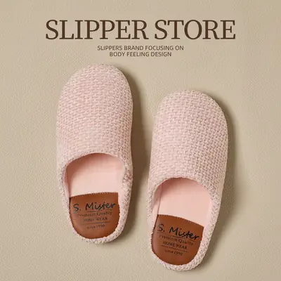 Cotton Winter Slippers Men Pink Anti-Slip