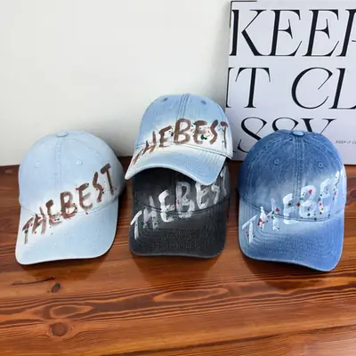 Women Letter Graffiti Duckbill Cap Blue Black