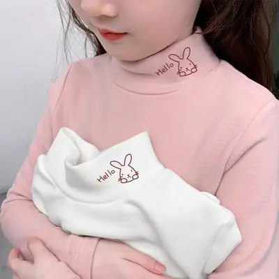Girls Half Turtleneck Velvet Top Cream 2025