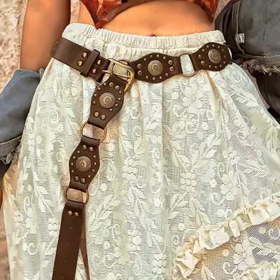 Maillard Belt Bohemian Retro American Brown Belt Waist Chain Accessories Skirt Ethnic Style Girdle Fashion