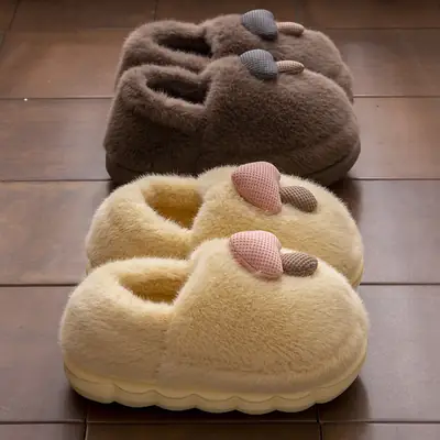 2025 Furry Cartoon Slippers for Women Winter Fleece Lined