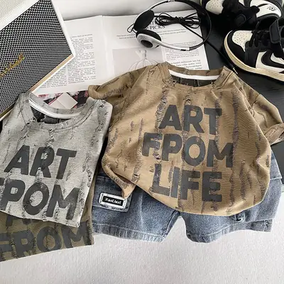 Cross-Border Boys Summer Art Print Shorts Set