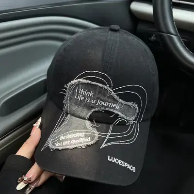 Women Duckbill Cap Black Graphic Spring Summer Sunshade