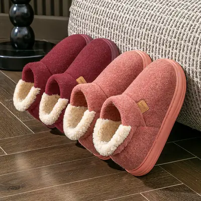 Autumn Winter Plush Fleece Slippers for Women Men