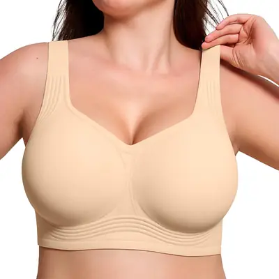 Foreign Trade Soft Support Large Bust Bra for Women, Seamless Thin Style, Wireless Bra, Push-Up Comfortable Bra for Plus-Size Women, Jelly Bra