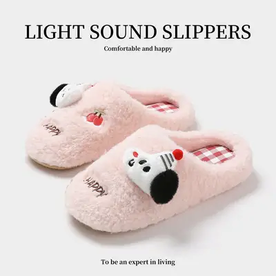 Cute Furry Cotton Slippers for Women, Warm Autumn Winter Wear