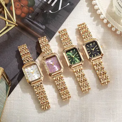 Cross-Border New Hot-Selling Women's Watches, Fashionable and Simple Steel Band Watches, Women's Wristwatches, Square Quartz Watches Wholesale