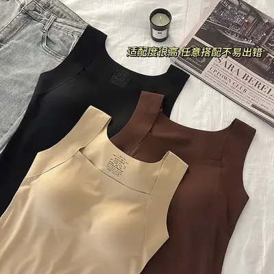 Cross-Border Beauty-Enhancing Clothing, Foreign Trade Base Layer Shirt, New Style, No Need to Wear a Bra, Machine Washable, Semi-Fixed Cup Women's Underwear