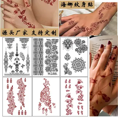 Cross-Border Popular Item: Henna Floral Lace Pattern Tattoo Stickers for the Back of the Hand, Indian Henna Tattoo
