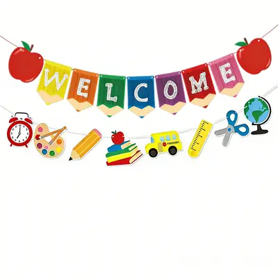 Cross-Border Back-To-School Season Themed Party Banners and Decorations Welcome Back Welcome Back to School Decorations