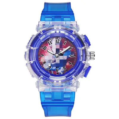 Ready Stock Supply of Children's Kindergarten Luminous Watches Paw Patrol Spider-Man Colorful Flashing Light Boys' Quartz Wristwatches