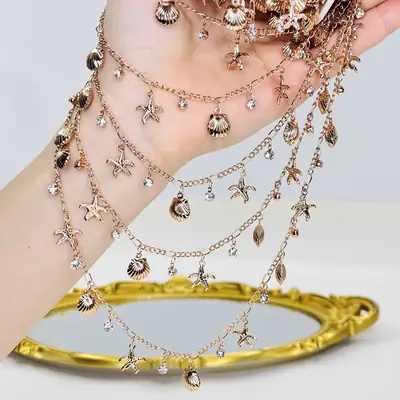 DIY Jewelry Chain with High Color Retention, Starfish and Shell Handmade Chain, Loose Chain, Cross-Border Ocean Series, Ancient Style Hanfu Accessories