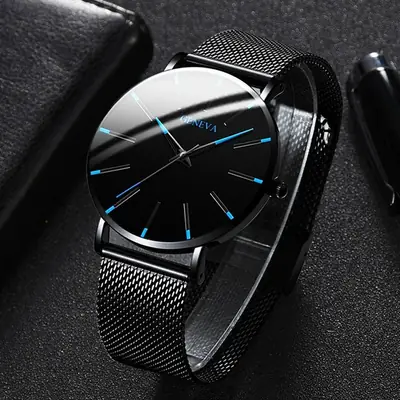 Foreign Trade E-Commerce Hot-Selling Quartz Watch with Alloy Mesh Strap, Casual and Fashionable Men's Watch, Business Men's Wristwatch Wholesale