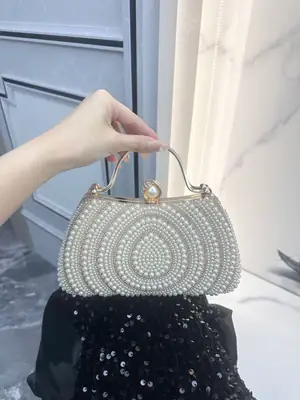 New European and American Style Women's Banquet Dress, Diamond-Encrusted Handbag, Pearl Evening Bag, Shoulder Crossbody Bag, Clutch Bag, Wallet