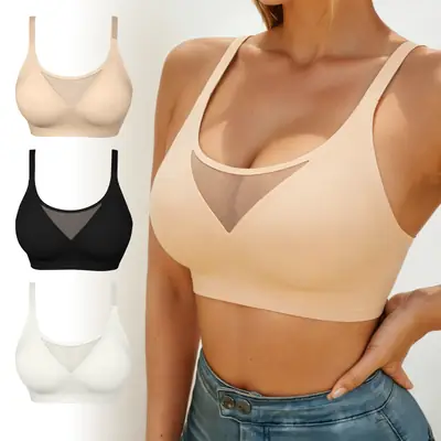 Zeriluna Breathable Mesh Sexy Bra, Soft, Comfortable, Gentle Support, No Underwire, Skin-Friendly and Breathable