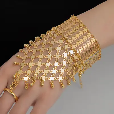 Cross-Border Hot-Selling Ethnic Style Hollow-Out Multi-Layer Bell Tassel Bracelet, Vintage Exotic Style Travel Photography Wrist Chain