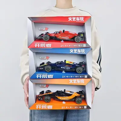 Artistic Car Toy New Model 1:24 Inertia Sound and Light F1 Racing Car Boys' Children's Toy Car Model Gift Box Set for Gifting