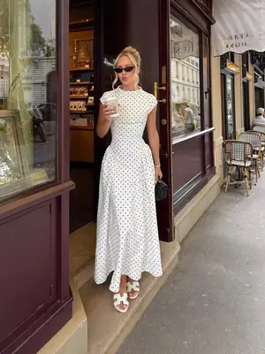 Cross-Border E-Commerce Women's Clothing French Classical Cheongsam Style Slim Fit Round Neck Sleeveless Figure-Flattering Polka Dot Print Dress for Women