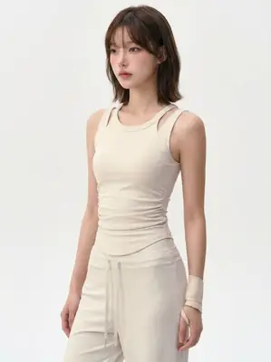 Cross-Border New Style Sports Vest for Women, Shockproof, Supportive, Running and Fitness Bra, Faux Two-Piece, Beautiful Back Yoga Bra Vest