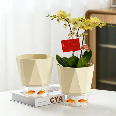 Self-Watering Flower Pot, Self-Absorbing Water, Trendy New Model for Lazy People, Plastic Gallon Pot for Green Plants, Roses, Orchids, and Succulents for Balcony