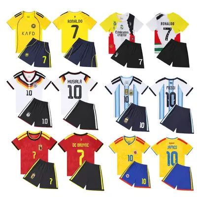 Children's Football Uniforms, Primary School Students' National Team Argentina Jersey Short-Sleeved C Ronaldo Messi Training Suit Men's World Cup