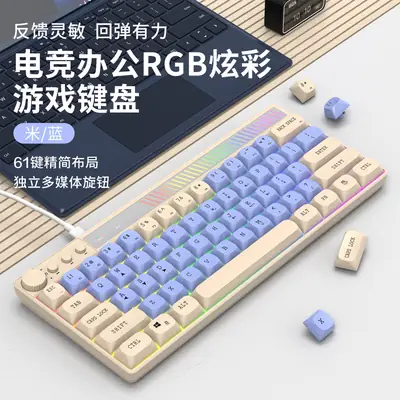 Senlani K21 Wired Rgb Wired Keyboard 61-Key Color-Blocking Colorful Luminous Gaming Keyboard Light-Sound Multimedia