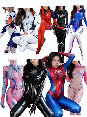 Halloween Spider-Man Adult Bodysuit Asuka Cosplay Outfit Rei Ayanami Jumpsuit Uniform Role-Playing