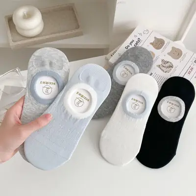 Color-Blocked Socks for Women, Boat Socks, Thin Silicone Non-Slip Invisible Socks for Spring and Summer, Summer Cotton Socks