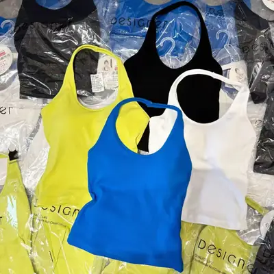 Trendy Halter Neck Cotton Tank Top for Women with Chest Pads, Dopamine Versatile Outerwear Base Shirt for Women
