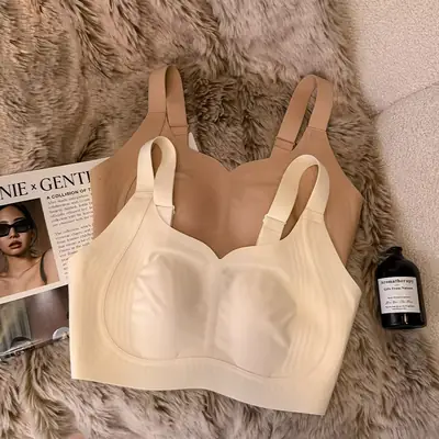 Ultra-Thin Seamless Invisible Foundation Liquid Rabbit Ear Cup Bra for Women with Large Busts, Minimizing Side Breasts, Anti-Sagging, Full Cup Bra