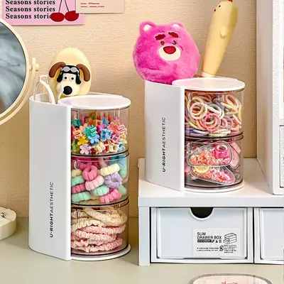 Children's Hair Accessories Storage Box Dopamine Baby Hair Clips Hairbands Elastic Bands Organizer Cute Desktop Jewelry Box for Little Girls