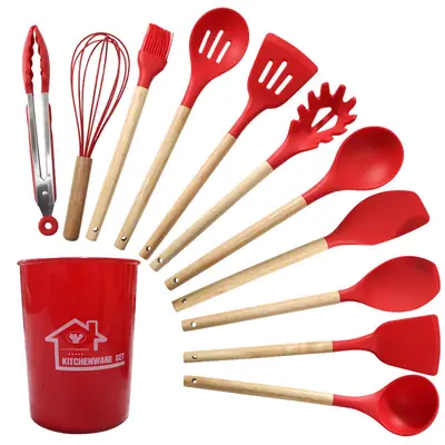 Silicone Spatula and Soup Spoon 12-Piece Set, Non-Stick Silicone Spatula, High Temperature Resistant Silicone Kitchen Utensil Set, Wholesale in Stock