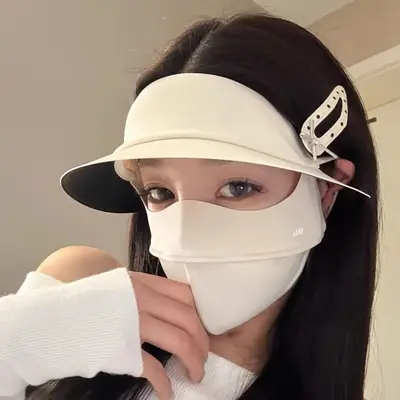 Sun Protection Mask, Full Face Sun Protection Mask, Anti-Uv, Breathable Sunshade Face Mask for Women, Sun Protection Face Mask with Brim, Outdoor Face Mask