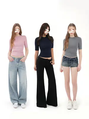 Women's Slim-Fit Round Neck Mid-Sleeve T-Shirt, Flattering and Versatile, Solid Color, Simple Design, Spring/Summer 2026