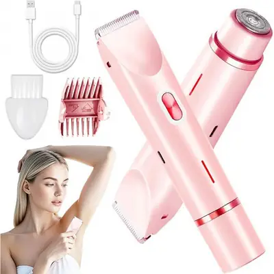 Cross-Border Hair Removal Device, Waterproof and Rechargeable, Women's Electric Shaver, Dual-Head Full-Body Shaver, Dry and Wet Dual-Use Hair Removal Device