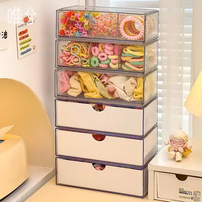 Children's Hair Accessory Storage Box, Transparent, Multi-Layered, with Compartments for Little Girls' Hair Clips, Hair Ties, and Hair Bands, High Aesthetic Value