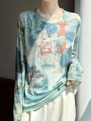 2026 Spring and Summer New Style Long-Sleeved T-Shirt Women's Knitwear, High-End, Stylish, Versatile, Casual Inner Layering Shirt