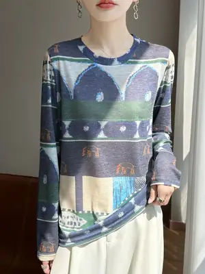 Cross-Border Long-Sleeved T-Shirt Women's Knitwear Top 2026 Spring and Summer New Style Fashionable Inner Wear Loose Fit Slimming